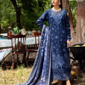 Hazel by Mahnur - Embroidered Slub Linen Collection with Digital Printed Silk Wool Shawl