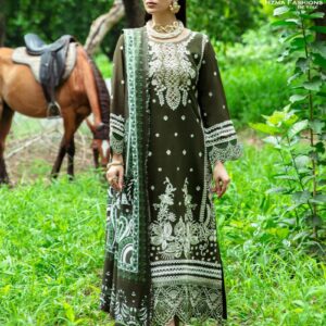 Hazel by Mahnur - Embroidered Slub Linen Collection with Digital Printed Silk Wool Shawl