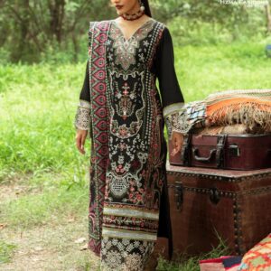 Hazel by Mahnur - Embroidered Slub Linen Collection with Digital Printed Silk Wool Shawl